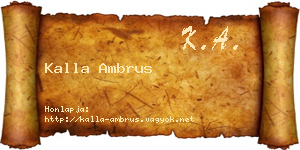 Kalla Ambrus névjegykártya